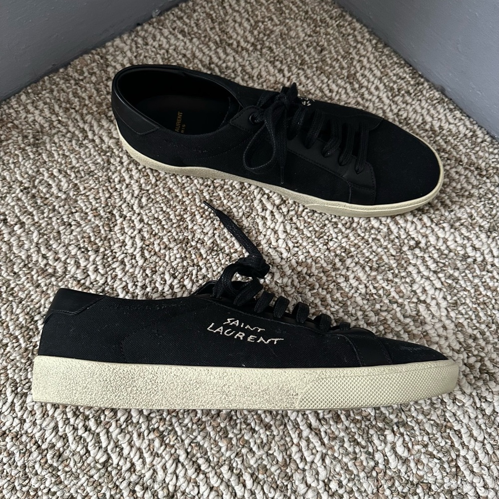 Yves Saint Laurent Black Low-Top Sneakers with Off-White Sole